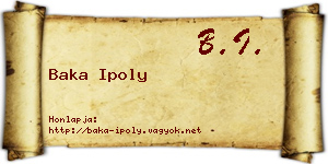 Baka Ipoly névjegykártya
